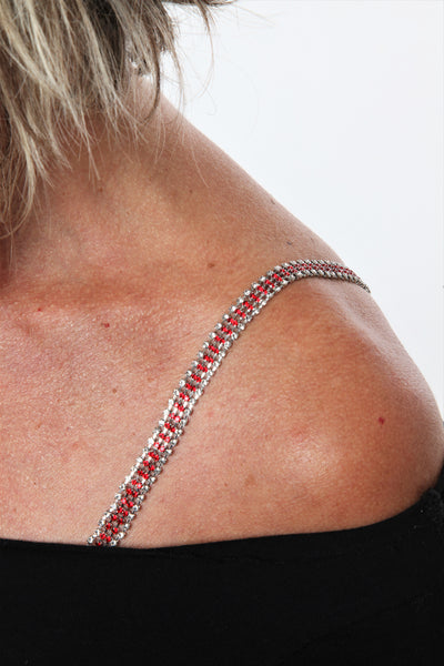 double red double rhinestone decorative bra straps