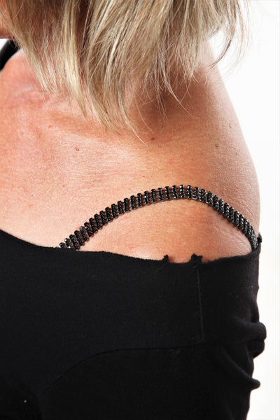 Elegant bling black decorative bra straps