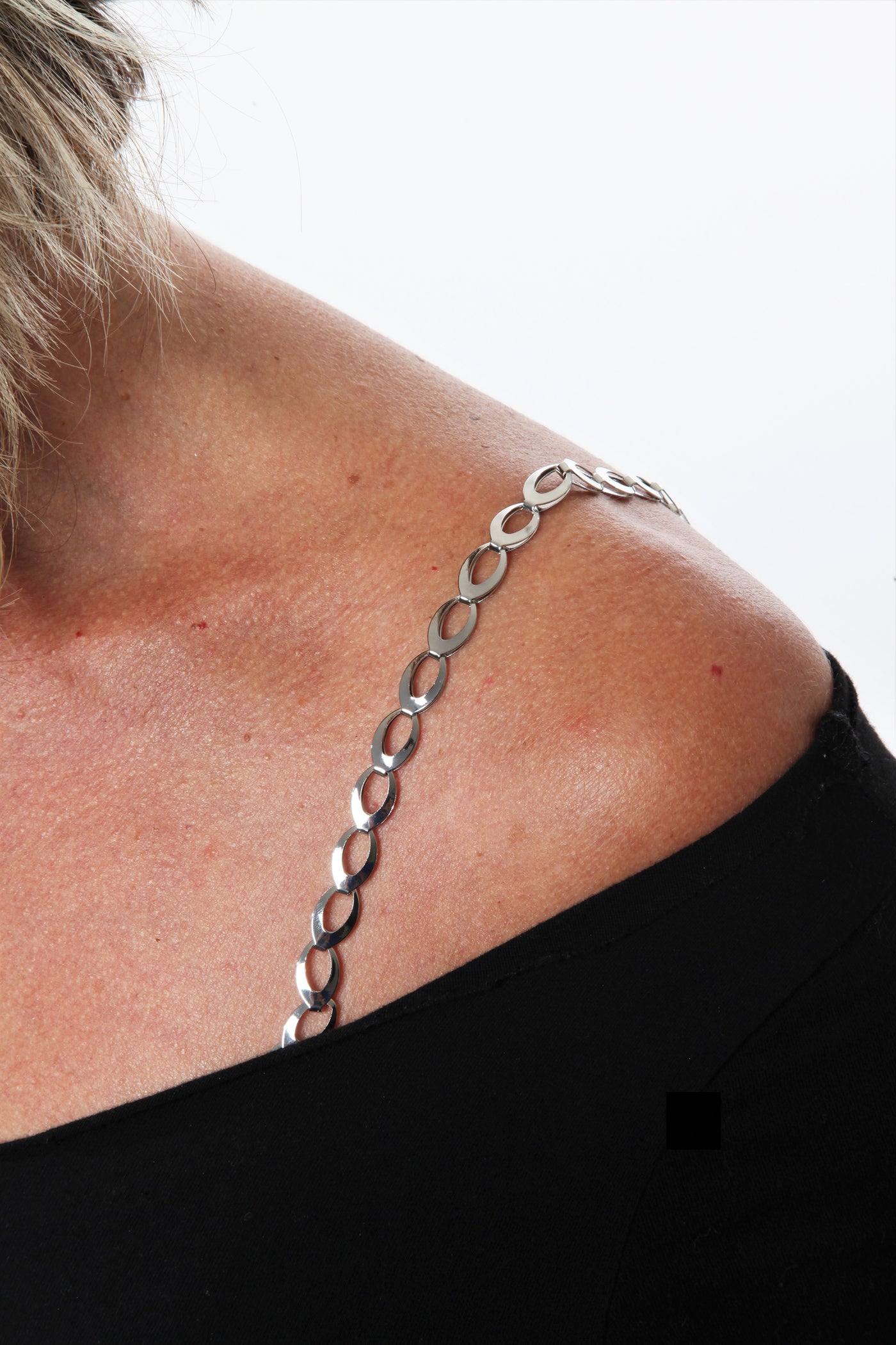 silver oval decorative bra straps