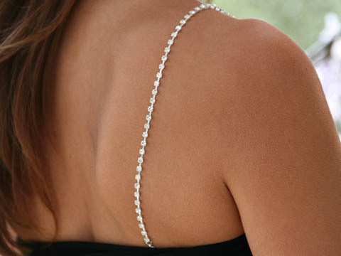 single row silver rhinestone decorative bra strap
